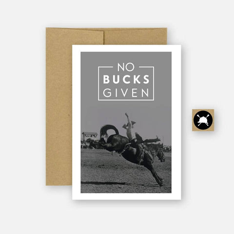 Hunt Seat Paper Co. - No Bucks - Bronc Equestrian Horse Greeting Card