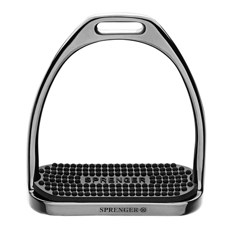 Herm Sprenger  FILLIS Stirrups – Stainless steel anthracite , size 120 mm with black rubber pad