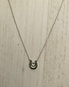 Awesome Artifacts, Inc - Equestrian Sterling Silver Horseshoe Heart Necklace