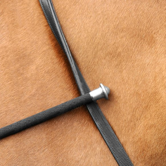 PASSIER Leather Reins with One Side Rubber with Hook Studs