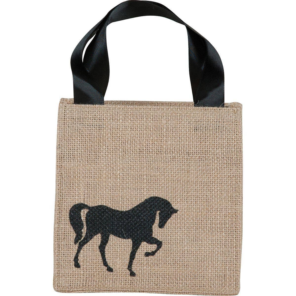 Horse Black Medium Jute Itsy Bitsy Gift Bags