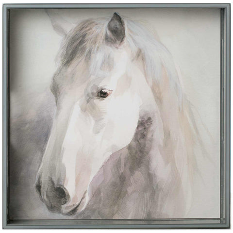 rockflowerpaper - White Horse 15 inch Square Art Tray