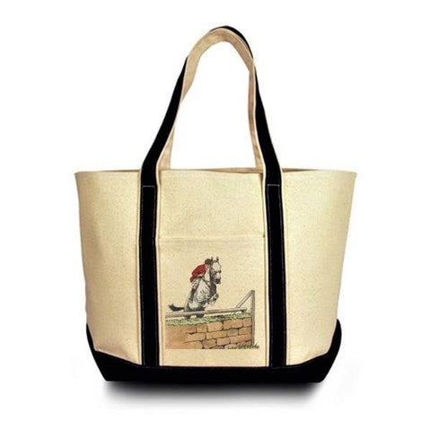 Jumping the Fence Equestrian Canvas Tote Bag