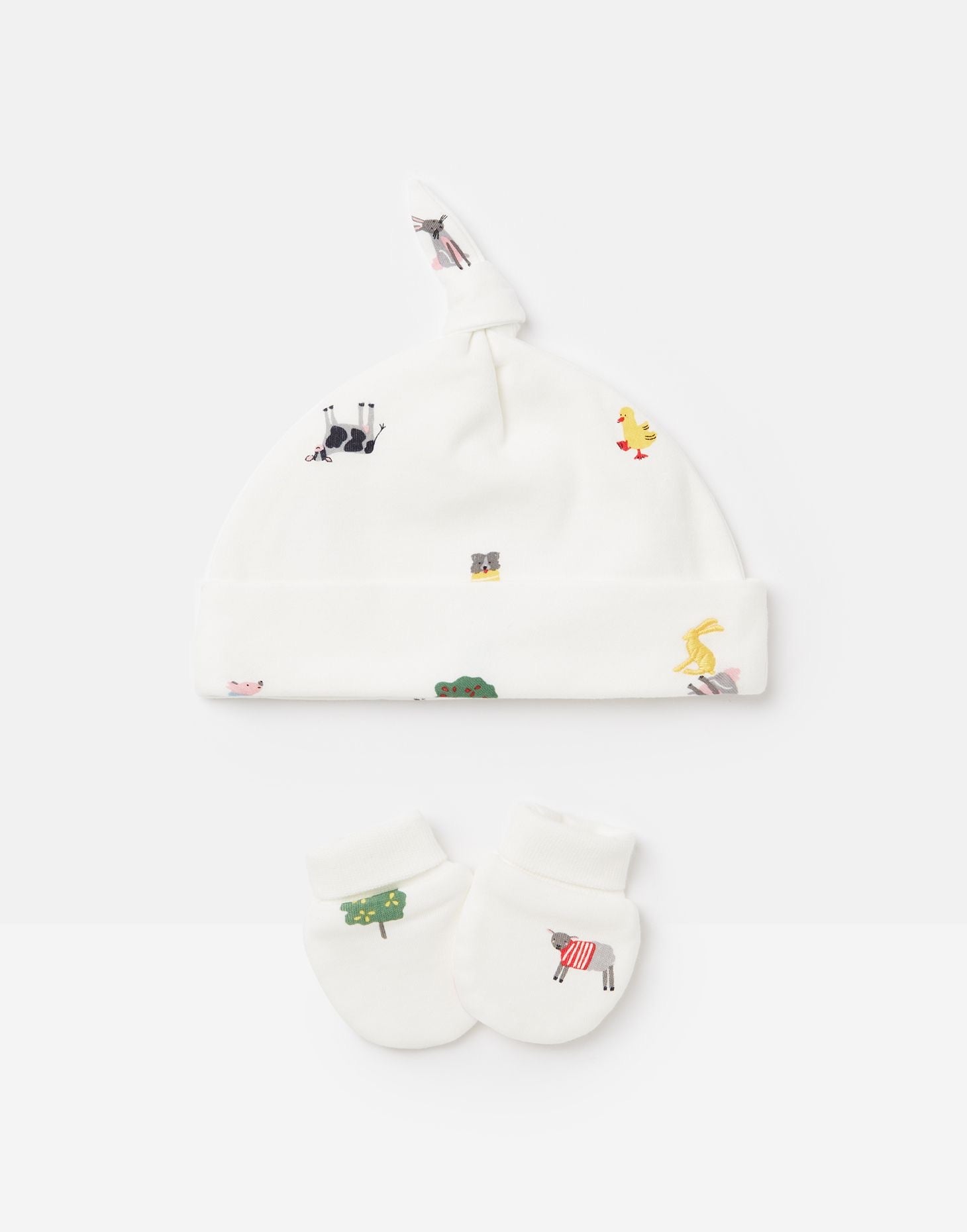 Joules farm print hat and scart set