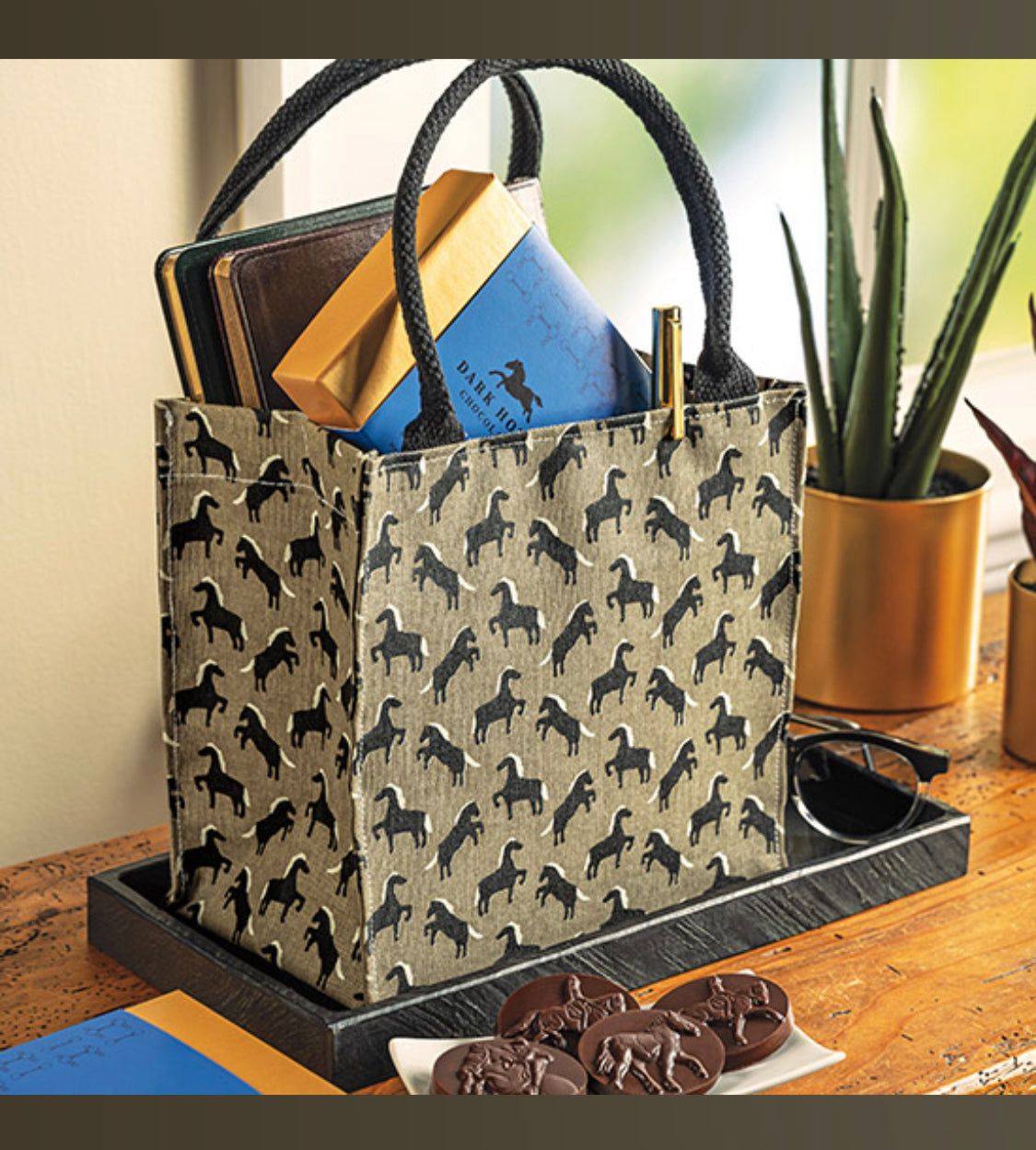 Dark Horse Chocolates Equestrian Tote with 8 piece assortment