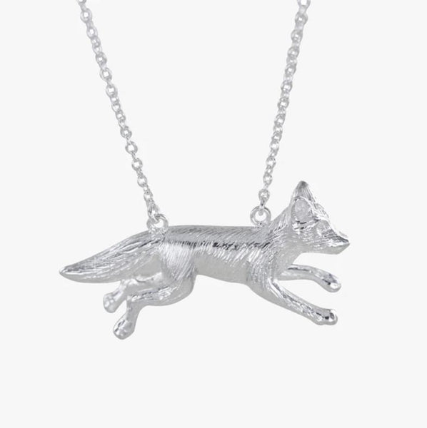 Awesome Artifacts Sterling Silver Running Fox Necklace