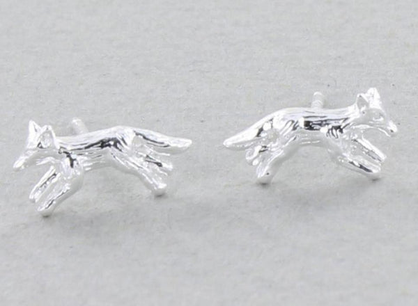 Awesome Artifacts Sterling Silver Running Fox Earrings